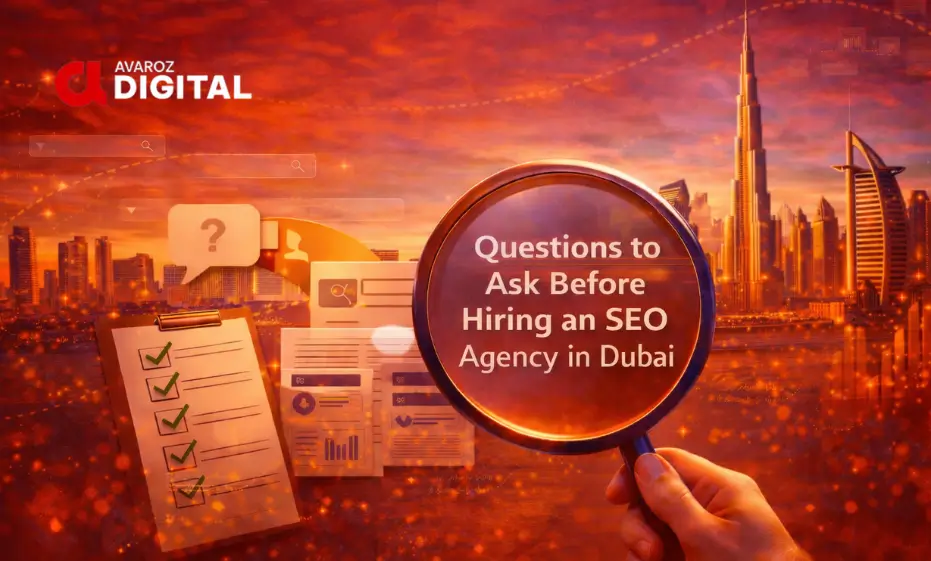 Checklist highlighting key questions to ask before hiring an SEO agency in Dubai