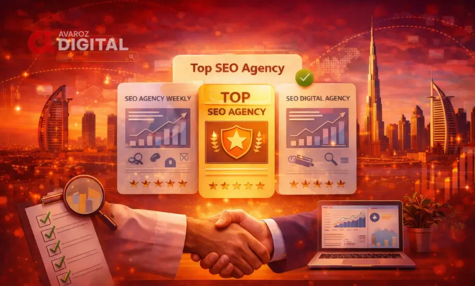 The Importance of Choosing the Right SEO Agency in Dubai 2 Visual comparison showing how to choose a top SEO agency in Dubai with performance metrics and trust signals