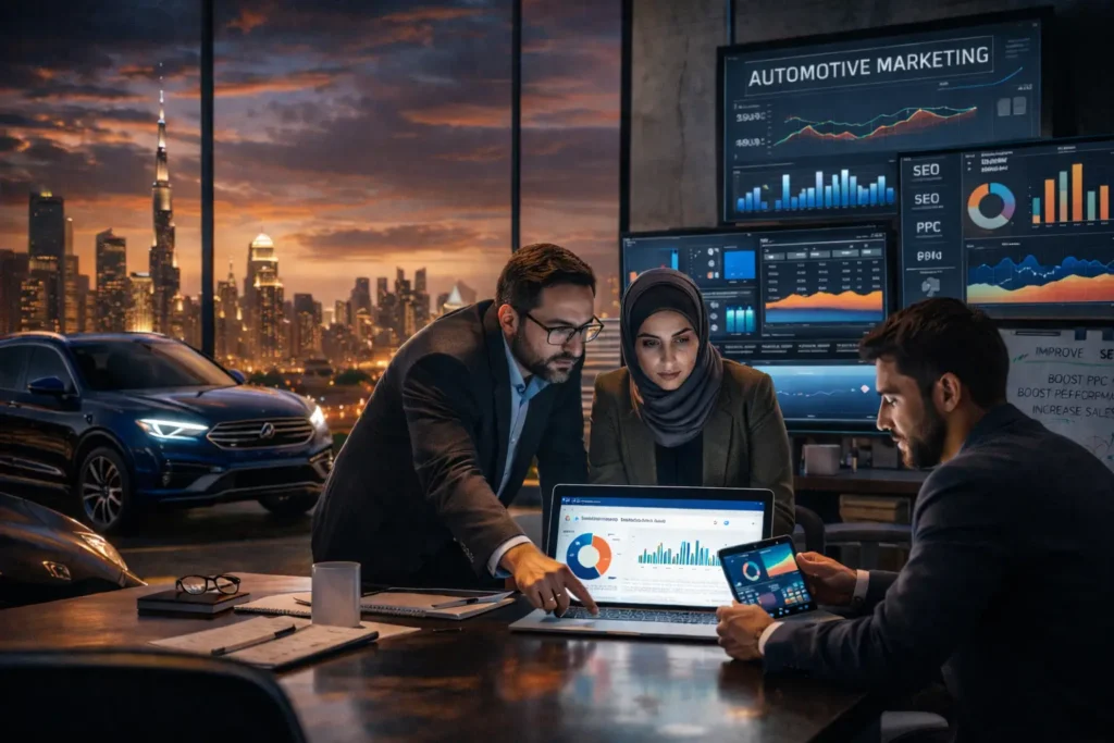 Automotive digital marketing agency in Dubai managing SEO, PPC, and performance campaigns for car brands.